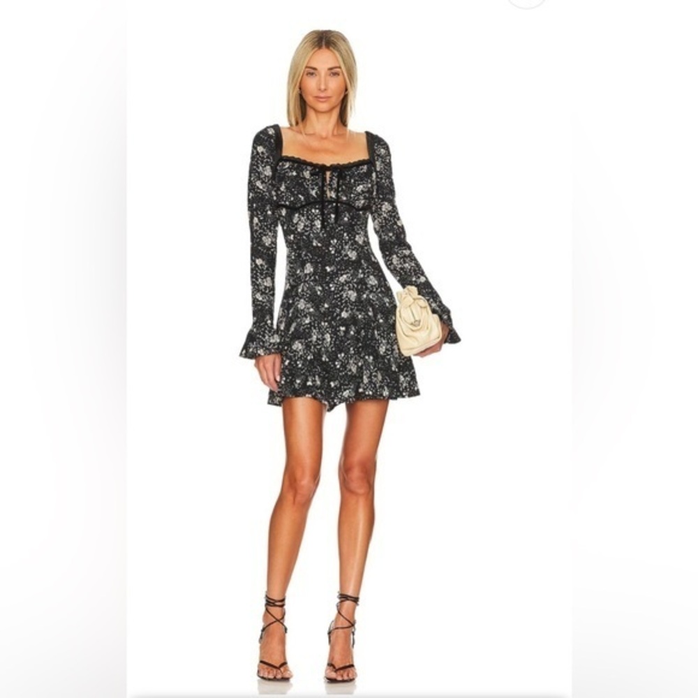 Free People Tess Mini Dress in Black Combo
